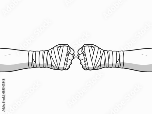 Boxing Hand Wraps Illustration with Two Fists Facing Each Other