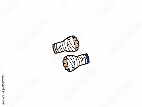 Wrapped Boxing Fists Illustration on White Background
