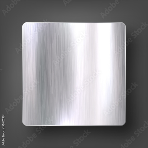 Realistic metal banner. Brushed steel or aluminium plate. Polished metal surface. Old grunge texture with scratches. Vector illustration
