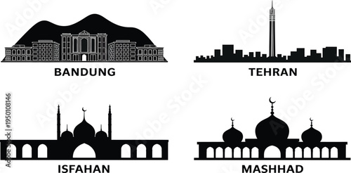City skyline silhouette landmarks architecture capital cityscape vector illustration tourism travel