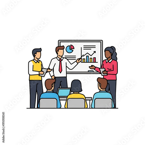 Business team discussing project ideas during a meeting.