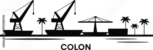 Colon Panama skyline panorama silhouette vector illustration flat design port city landscape