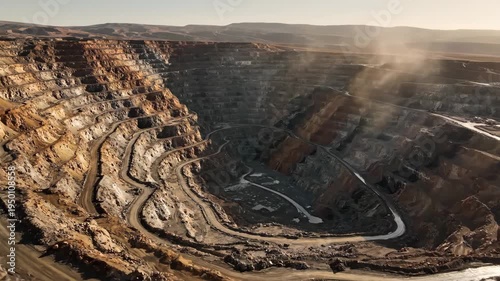 Video of Critical minerals geopolitics – Strategic resource terrain aerial illustrating global supply chain tensions and resource security for policy analysis, energy transition media, and economic