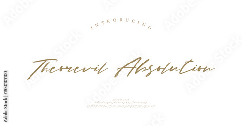 Threvif Absolution, Hand drawn vector alphabet. Modern monoline signature script font. Elegant Signature Font. Best Alphabet Beautiful Calligraphy Signature Font
