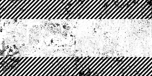 Warning sign with black diagonal lines. Attention, danger or caution symbol. Construction site signage, road safety notice, hazard banner, security alert shield. Vector illustration