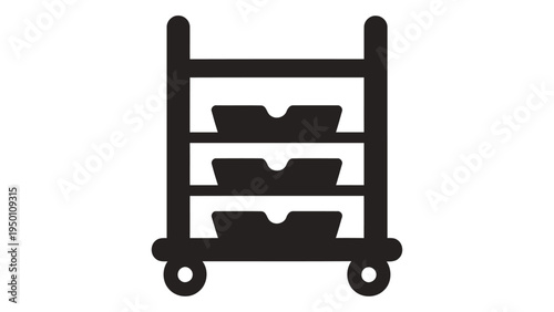 Rolling storage shelf icon representing portable organization and flexible storage solutions for modern workspaces and h