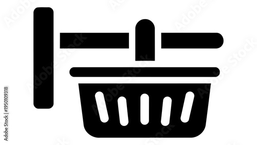 Shower storage basket icon representing bathroom rack for shampoo and shower accessories