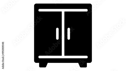 Steel storage cabinet icon representing secure metal organization furniture for tools and household items in a minimalis