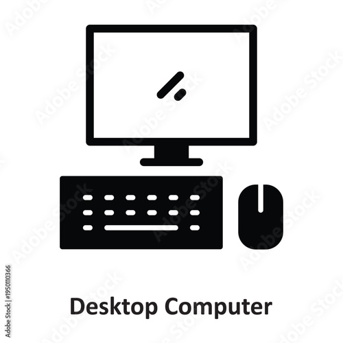 Desktop Computer Vector icon which can easily modify or edit