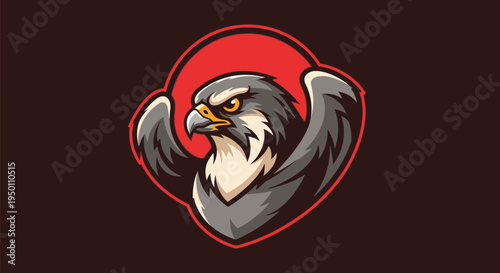 A cartoon eagle head logo design.