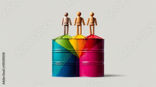 Wallpaper Mural stock market metaphor, profit, share, enterprise, partnership, Representation, Abstract Commodity Economy Concept Illustration with Mannequins on Grain Silos Pie Chart Watercolor Artwork Torontodigital.ca