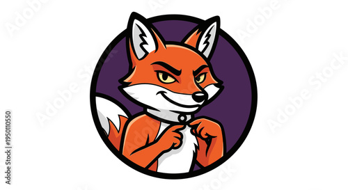 A cartoon fox with a sly expression.