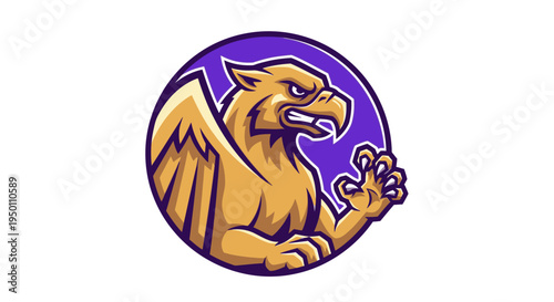 A cartoon illustration of a griffin creature.