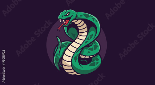 A cartoon green snake with an aggressive expression.