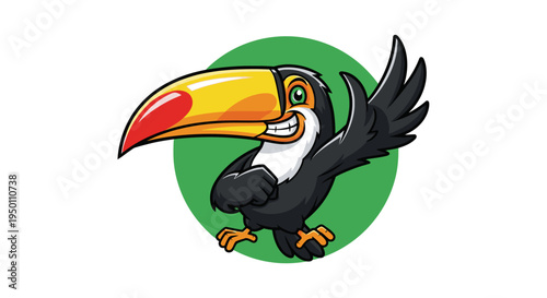 Colorful cartoon toucan bird illustration.