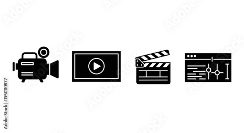 Film production icons on screen.