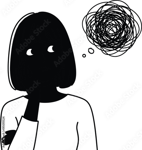 A person lost in thought with a swirling mess of thoughts