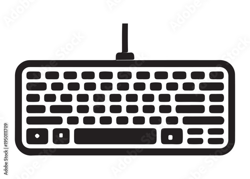 computer keyboard logo silhouette vector, typing keyboard logo silhouette vector illustration, typing device silhouette logo, typing tool logo silhouette design on white background