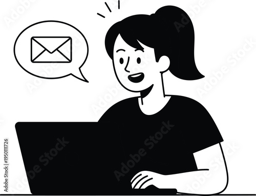 Woman receiving an email on her laptop with a surprised expression