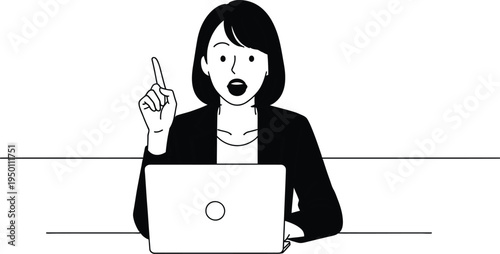 Surprised businesswoman in front of laptop computer