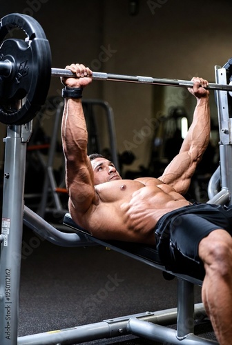 body-building man lifting heavy weights AI generated image