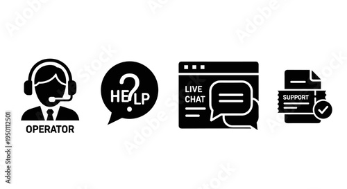 Customer Service Operator Support Icons.