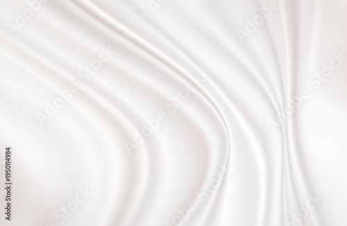 Elegant light cyan milky white teal drapery fabric.  sea, peacock, pine hues. crumpled silk satin background. Wide drape with folds. Business, interior, furniture, clothes themes. fabric curtain