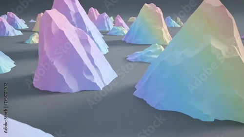 colorful 3d mountain peaks isolated on transparent background