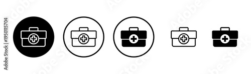 Medical box icon logo design. Medical suitcase sign and symbol. First aid icon