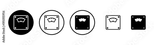 Scales icon logo design. Weight scale sign and symbol