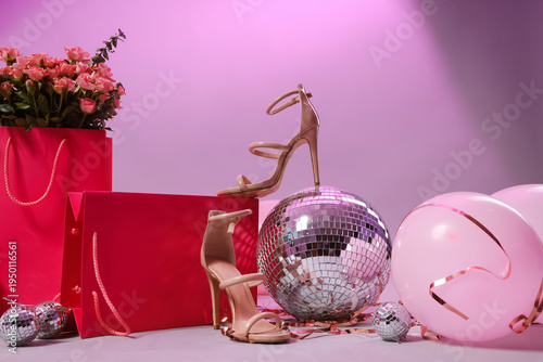 Stylish high heels with dis...