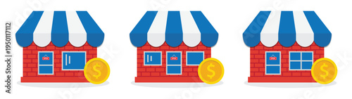 Bitcoin exchange store icon, vector illustration