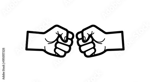 Two fists facing each other strongly.