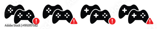 Joystick warning icon. Game console error set icon, vector illustration