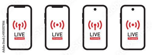 Live streaming on phone icon illustration