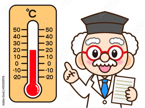 	温度計と博士のイラスト素材