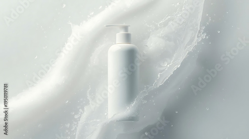 Wallpaper Mural Elegant white cosmetic bottle with water splash Torontodigital.ca