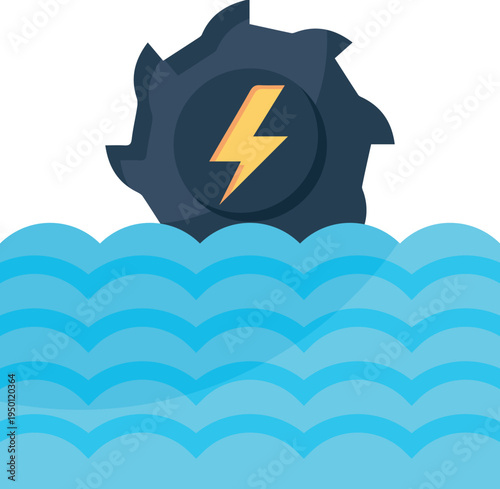  A lightning bolt striking above a turbulent ocean wave, symbolizing power and nature's intensity.