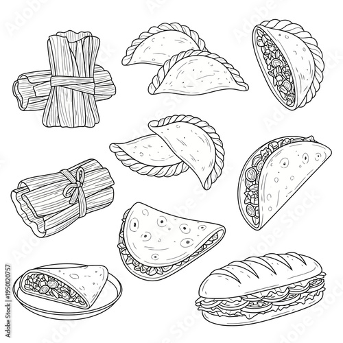 Tacos and burritos on plate.