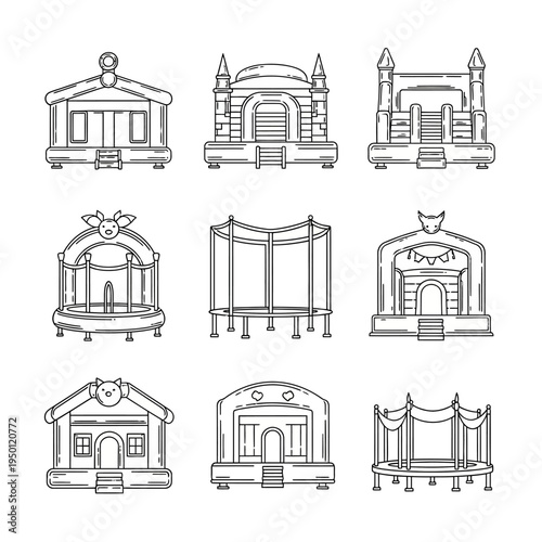 Theatres stages with various architecture.
