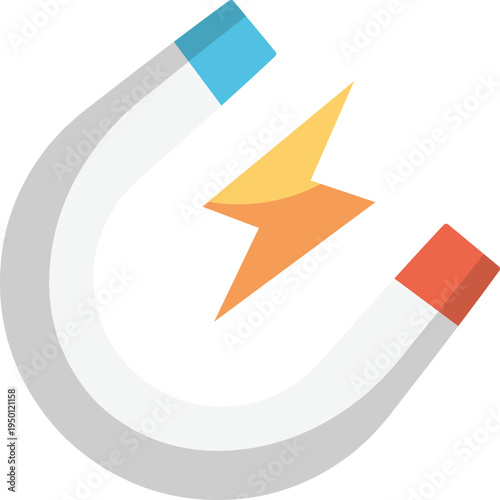 A magnet logo with a striking lightning bolt, representing power and connection. Free Download A magnet logo with a striking lightning bolt, representing power and connection. - GFXLoad