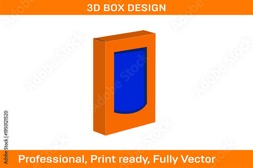 Tuck End box with transparent window box Dieline template and 3D box