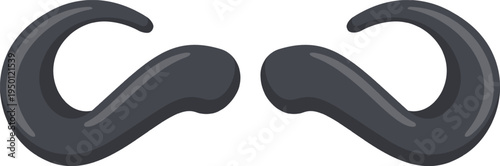 Stylized black mustache or ear hook accessory