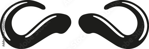 Vintage black curly mustache graphic design element