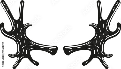 Stylized deer antlers graphic design element
