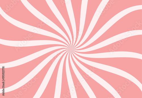 Pink spiral swirl background. Retro radial vortex pattern. Abstract twisted ray design. Vintage pop art swirl backdrop.