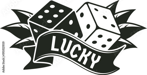 Lucky dice rolling game chance vector graphic