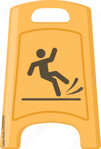 Wet floor sign warning people of slipping hazard