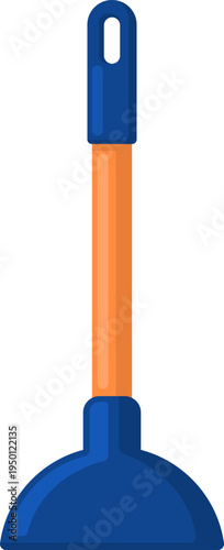 Blue and orange plunger clearing a clogged drain