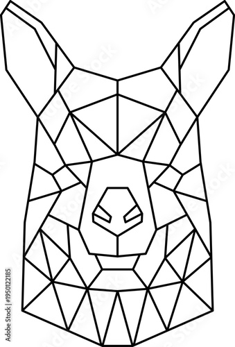 Kangaroo head low poly geometric line art styling